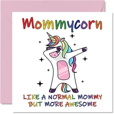 Image of Birthday Cards for Mommy Mommycorn Card from Daughter Son, Happy Mommy, Mom Unicorn Card, 145mm x Seasonal Mothers Day Mama Mammy Mummy Funny Greeting