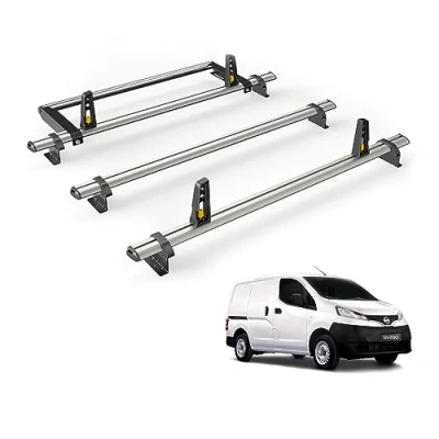 Image of Van Guard Roof Rack for Nissan NV200 (2009+) 3 Bars + Rear Ladder Roller [Only Suitable Models with Twin Doors] Ulti Bar VG282 3/VGR 03