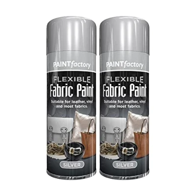 Image of Classic Signature 2 x Flexible Fabric Silver 200ml Spray Paint Leather Vinyl Textile Clothes Fast Drying