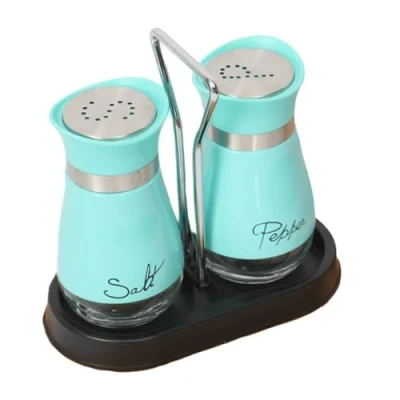 Image of GJIE Pack of 2 Salt and Pepper Pots Shaker Set Pot Kitchen Accessories (Blue)