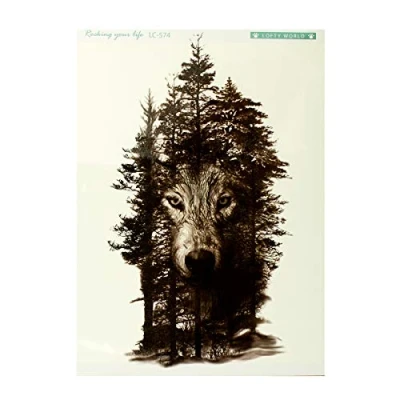 Image of 2 x Wolf Tattoo Black Body Temporary LC574 (2)