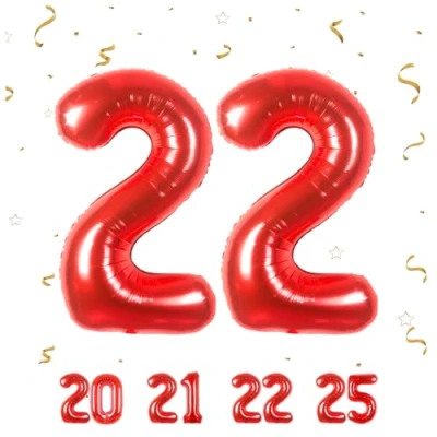 Image of Number Balloons 22,Red 22 Balloon 40 Inch Giant Helium Foil for Boys Girls 22th Birthday Party Decor Anniversary Decorations Supplies