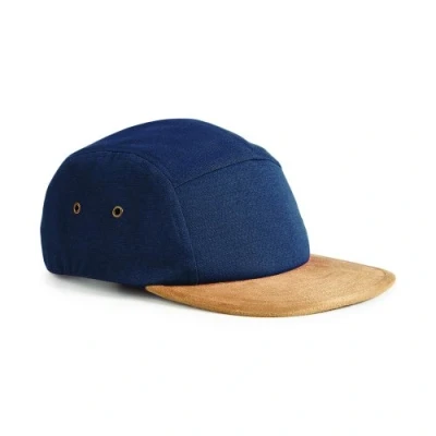 Image of Beechfield Suede Peak 5 Panel Baseball Cap (One Size) (Navy)