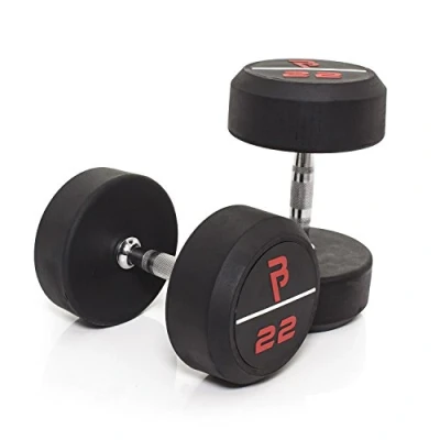 Image of BODYPOWER 22Kg Pro Rubber Dumbbells (x2)