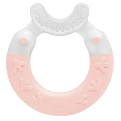 Image of MAM Bite &amp; Brush, Baby Ring Suitable From 3+ Months Old, Teething Toy Promotes Dental Hygiene and Cleanliness, Soothes Painful Gums, Purple