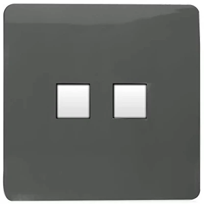 Image of Trendi Artistic Modern Glossy Tactile Telephone Socket + Cat 5e&amp;Cat 6 RJ45 PC Charcoal