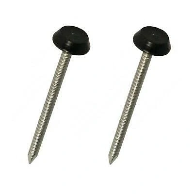 Image of 250 x UPVC 40mm Poly Top Pins Nails Plastic Headed Fascia Fixings (Black)