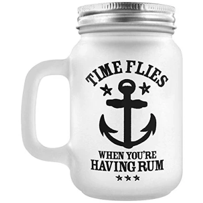 Image of Grindstore Time Flies When You&#039;re Having Rum Frosted Mason Jar 13cm