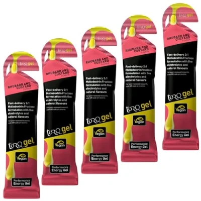 Image of Torq Energy 45g Gel Sachets Rhubarb &amp; Custard (Pack of 5)