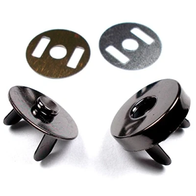 Image of Metal Magnetic Clasps Bag Fasteners 18mm Pack of 2 (Gun Grey)