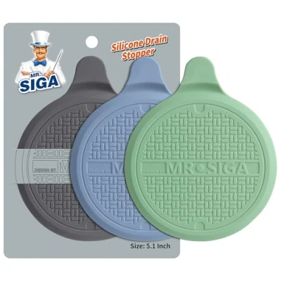Image of MR.SIGA Silicone Bathtub Stopper, Drain Stopper for Shower, Sink, 5.1&quot; Diameter, 3 Pack