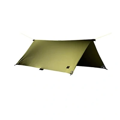Image of Tatonka Tarp 2 (285 x 300 cm) Lightweight, Tear Resistant, Waterproof With Taped Seams, Eyelets, Flap Loops and Reinforced Corner Points Protects Against Sun, Wind Rain Olive Green