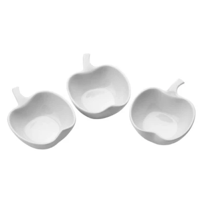 Image of Premier Housewares Apple Shape Entre Serving Dishes White Porcelain, Set of 3