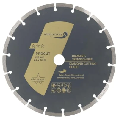 Image of PRODIAMANT diamond cutting disc universal 230mm 9inch x 22.2 mm concrete, stone, brick 9 inch 7mm segment