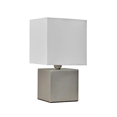 Image of MiniSun Modern Brushed Chrome Cube Design Touch Dimmer Bedside Table Lamp with a White Fabric Light Shade