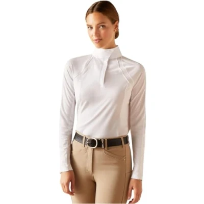Image of ARIAT Womens Sunstopper 3.0 Long Sleeve Show Shirt White Size XL
