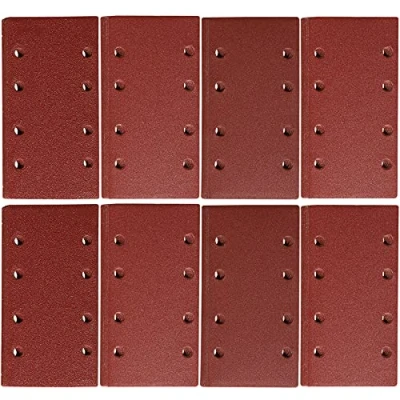 Image of STEBRUAM 48 Pieces Sanding Pads,93 x 185 mm Square Hook and Loop Sheets Assorted 40/60/ 80/120/ 180/240/ 320/400/ Grits Fit Rectangular Sander
