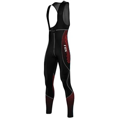 Image of FCX Mens Cycling Bib Tight Pants Cold Wear Winter Thermal Bicycle Trouser Biking (Back Red, Medium)