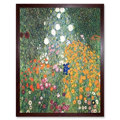 Image of Wee Blue Coo Gustav Klimt Flower Garden 1907 Old Master Painting Art Print Framed Poster Wall Decor 12X16 Inch