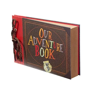 Image of Scrapbook Photo Album,Our Adventure Book Scrapbook, Embossed Words Hard Cover Movie Up Travel for Anniversary, Wedding, Travelling, Baby Shower, etc (Adventure Book) Red