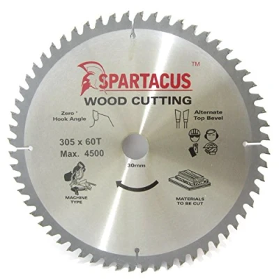 Image of Spartacus 305mm Diameter x 60 Teeth 30mm Bore Wood Cutting Mitre Chop Saw Blade Fits Lumberjack LJ305SCMS D