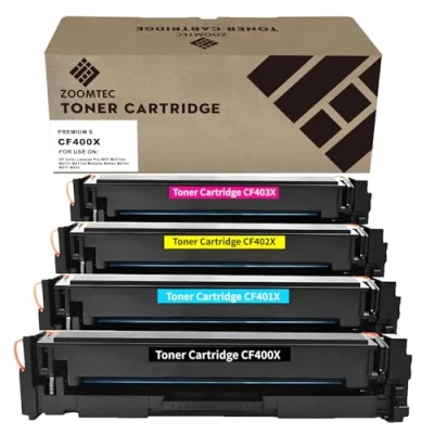 Image of ZOOMTEC Compatible for HP 201X CF400X CF401X CF402X CF403X Toner Cartridge Colour Laserjet Pro MFP M277 M277DW M277N M274N M252DW M252 M252N Printer (4 Pack)