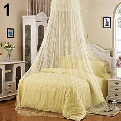 Image of Mosquito Net, Elegant Lace Insect Bed Canopy Netting Curtain Round Dome Net Bedding Beige 60cm by 260cm 850cm