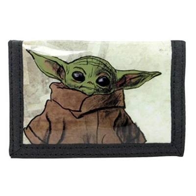 Image of Disney The Mandalorian Child Baby Yoda Card and Coin Tri Fold Wallet
