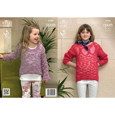Image of King Cole Children&#039;s Sweaters Opium Knitting Pattern 3749