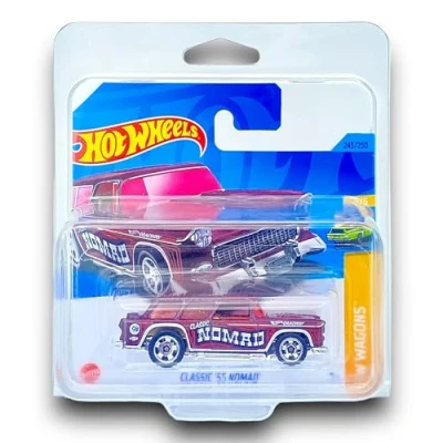 Image of Hot Wheels Classic &#039;55 Nomad (Dark Red) 5/5 HW Wagons 2023 243/250 (Short Card) COMES IN A KLAS CAR KEEPER SHORT CARD PROTECTOR CASE HKH73