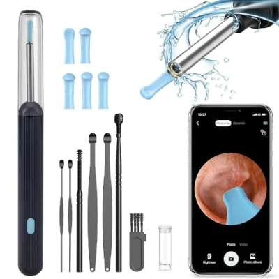 Image of Ear Wax Removal, Wireless Cleaner with Camera, Removal Tool Camera 1080P HD, Otoscope 6 Lights, Remover for iPhone, iPad, Android Phones, Black (Black)
