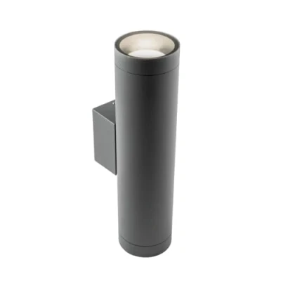 Image of CGC Lighting Outside Outdoor Wall Light Extra Long GU10 Double Up and Down Spotlight IP44 Aluminium (Grey)
