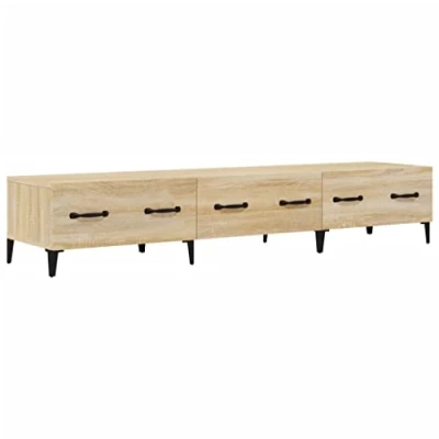 Image of vidaXL Engineered Wood TV Cabinet with Drawers, Sonoma Oak finish, Modern Design, Durable for Living Room and Bedroom