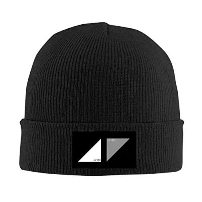 Image of kenwozi Unisex Avicii Two Tone Hip Hop Winter Warm Knit Cap Beanie Hat Black