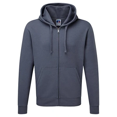 Image of Russell Athletic Mens Authentic Full Zip Hooded Sweatshirt / Hoodie (Convoy Grey) Multicolour Size 2XL