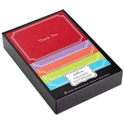 Image of Hallmark Thank You Notes Pack of 50 in 5 Coloured Designs