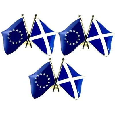 Image of set of 3 x Scotland Cross Saint Andrew European Union Remain friendship metal pin badges badge