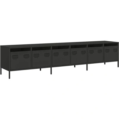 Image of vidaXL TV Cabinet Black 202x39x43.5 cm Cold rolled Steel