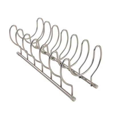 Image of Spectrum Diversified Euro Kitchen Lid Organizer for Plates, Cutting Boards Bakeware, Cooling Racks, Pots &amp; Pans, Serving Trays, and Reusable Containers, Satin Nickel