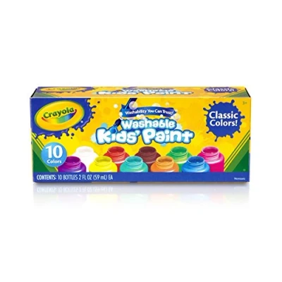 Image of CRAYOLA Washable Paints Assorted Colours (Pack of 10) Perfect for Any Arts &amp; Crafts Needs Easily Ideal Kids Aged 3+ (Packaging may vary)