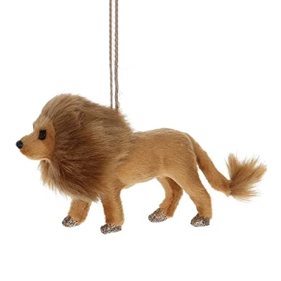 Image of Crafty Capers Faux Fur Lion Tree Ornament Wild Animal Christmas Decoration