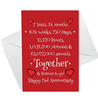 Image of Funny 2nd Anniversary Card Husband Wife Boyfriend Girlfriend For Him Her