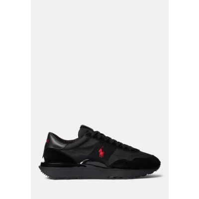 Image of Polo Ralph Lauren Train Unisex Trainers Triple black/red, Size: 2, black/red Leather and textile