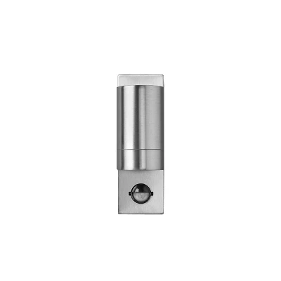 Image of Single GU10 PIR Wall Light Stainless Steel Bell Lighting Luna