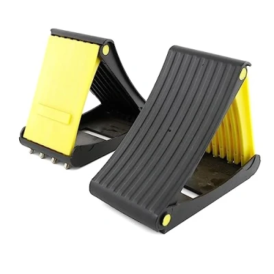 Image of Leisurewize Pack of 2 Heavy Duty Foldable Wheel Chocks 4 Metal Spikes Per Chock Caravan Motorhome Trailer Cars and Vans Stoppers Folds Flat Vehicle Support LW570