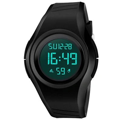 Image of TONSHEN Unisex Digital Sport Watch 50M Waterproof Outdoor Military Multifunction LED Electronic Stopwatch Alarm Back Light Simple Design Watches with Rubber Band (Black)
