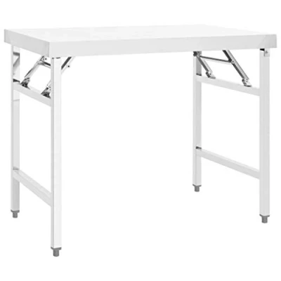 Image of vidaXL Stainless Steel Kitchen Foldable Work Table 100x60x80cm Durable, Easy Assembly, Portable and to Clean for Restaurant, Bar, Catering, School Canteen