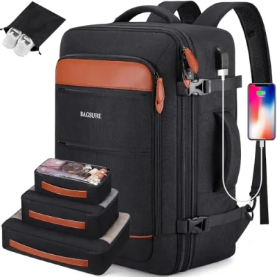 Image of Bagsure Travel Backpack, 42L Carry on Luggage, Flight Approved Laptop Backpack with Packing Cubes and Shoe Pocket