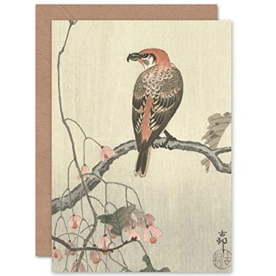 Image of Artery8 Ohara Koson Crossbill On Tree Branch Japanese Fine Art Greeting Card Plus Envelope Blank Inside