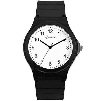 Image of JewelryWe Silicone Band Wristwatch Round Analog Quartz Casual Watches for Men Women Students Teens